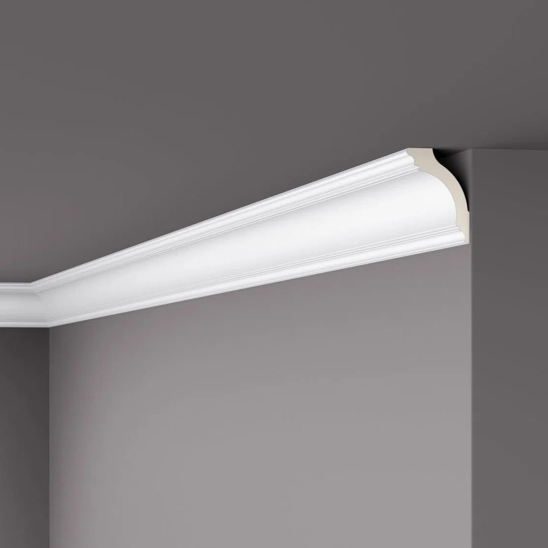 SIENA Z1220 2M NMC Ceiling Coving on a grey ceiling | DecorMania UK